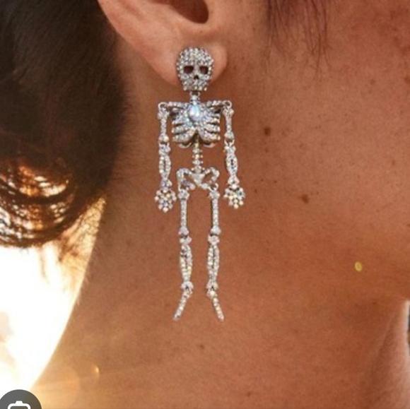 NEW BaubleBar Rhinestone‎ Skeleton Small Bonafide Bones Earrings - Picture 1 of 5